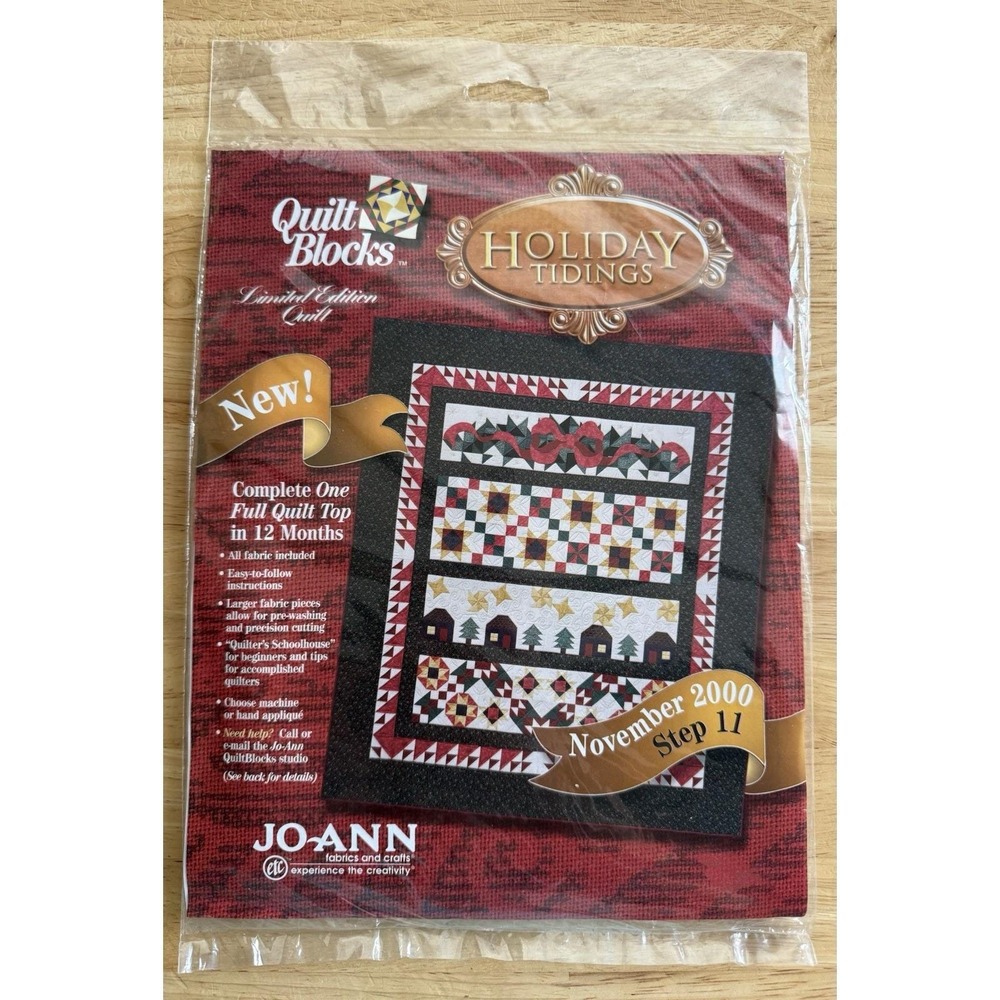 Joann NOVEMBER 2000 Limited Edition Holiday Tidings Quilt Block Of The Month NEW
